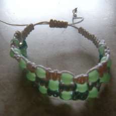 Light green and white Triple  Bracelet