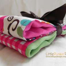 Pink and Green Burp Cloths for Baby Girl