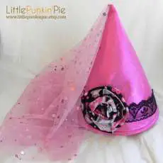Pink Princess Hat with Flower and Sparkly Pink Veil
