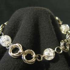 Silver Rosette with crackled marbles