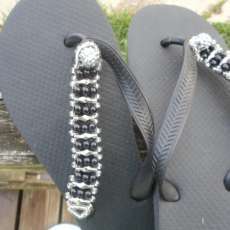 BLACK and SILVER JEWELED Sandal Rubber Flip Flop