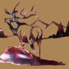 Bugling Elk with Mountain Scene