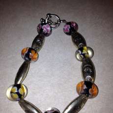 silver with glass beads