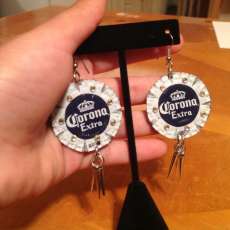 corona beer caps earrings