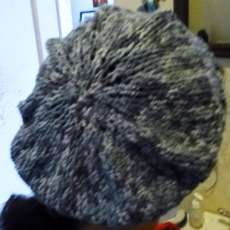 Blue "denim" cotton hand knit cloche hat
