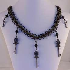 Chainmaille Key necklace and earrings set