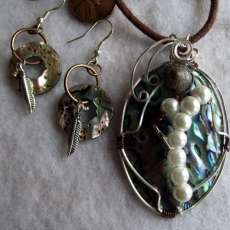 Abalone Shell Pendant with matching earrings