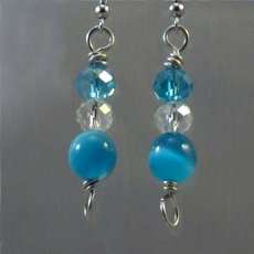 Blue Ocean Mexican Opal and Swarovski Crystal Earrings