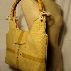 Tote Bag Burlap with Gold Screen Print and Studs