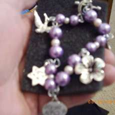 Handmade Lavender Crystal Charm Bracelet