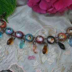 asian pictorial bracelet with teardrop crystals
