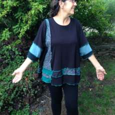Upcycled Recycled Black Cotton Tunic Plus Size