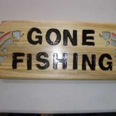 18" x 7 1/2" Gone Fishing" Plaque