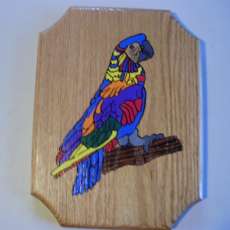 10' x 7 1/2" Muli Color Parrot on Red Oak!