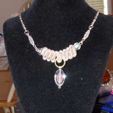 Oval Swarovski and open Coil necklace