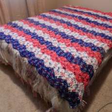 red, white and blue afghan