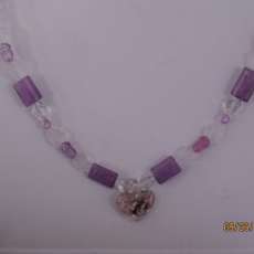 Lavender jade with glass heart focae