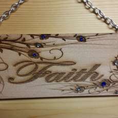 Laser Engraved Cedar Sign with Bling - FAITH
