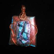 dichroic glass pendant wire wrapped