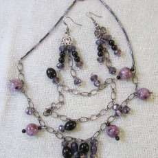 Purple Charm-style Beaded Jewelry Set