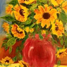Golden sunflowers oil painting