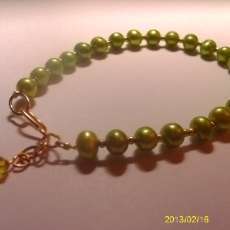 Neon lime handcrafted freshwater pearl bracelet