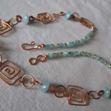 Handcrafted fancy copper wire and amazonite necklace