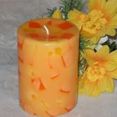 3x4 Mango & Papaya scented pillar candle chunk style