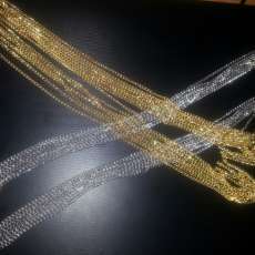 item # 1505 multi layer metallic chain necklace w/matching earrings