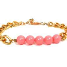 Pink Coral and Gold Swarovski Bracelet