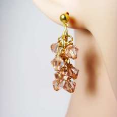 Vintage Rose Cluster Swarovski Crystal and gold plated earrings