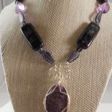 Purple Necklace with Wire Wrapped Pendant