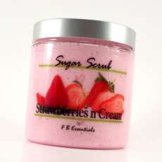 Strawberries n Cream Whipped Sugar Body Scrub 8 oz jar (Vegan and Paraban Free)
