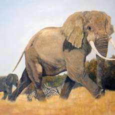 JUNGLE ELEPHANT AND BABY Original