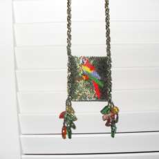 Parrot in the Rainforest Amulet Pouch necklace