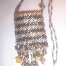 Springtime BEES amulet pouch necklace