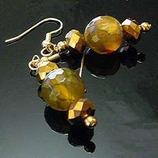 Golden Agate and Crystal Earrings