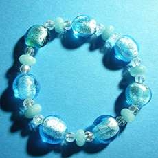 Blue Foil Glass and Agate Bracelet