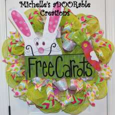 Easter Bunny Deco Mesh Wreath - Free Carrots Sign