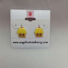 Yellow Kawaii Cupcake Earrings