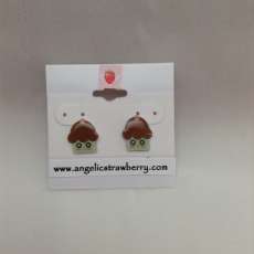 Chocolate Brown Frosting & Aqua Green Cupcake Earrings - kawaii, Cute