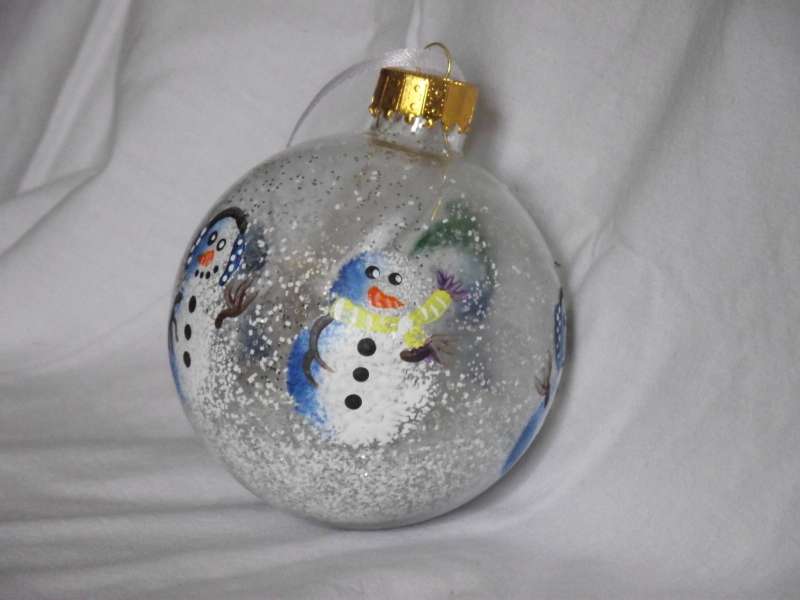Snowman Glass Ball Ornament ThisNThatCrafts, Handmade Holiday