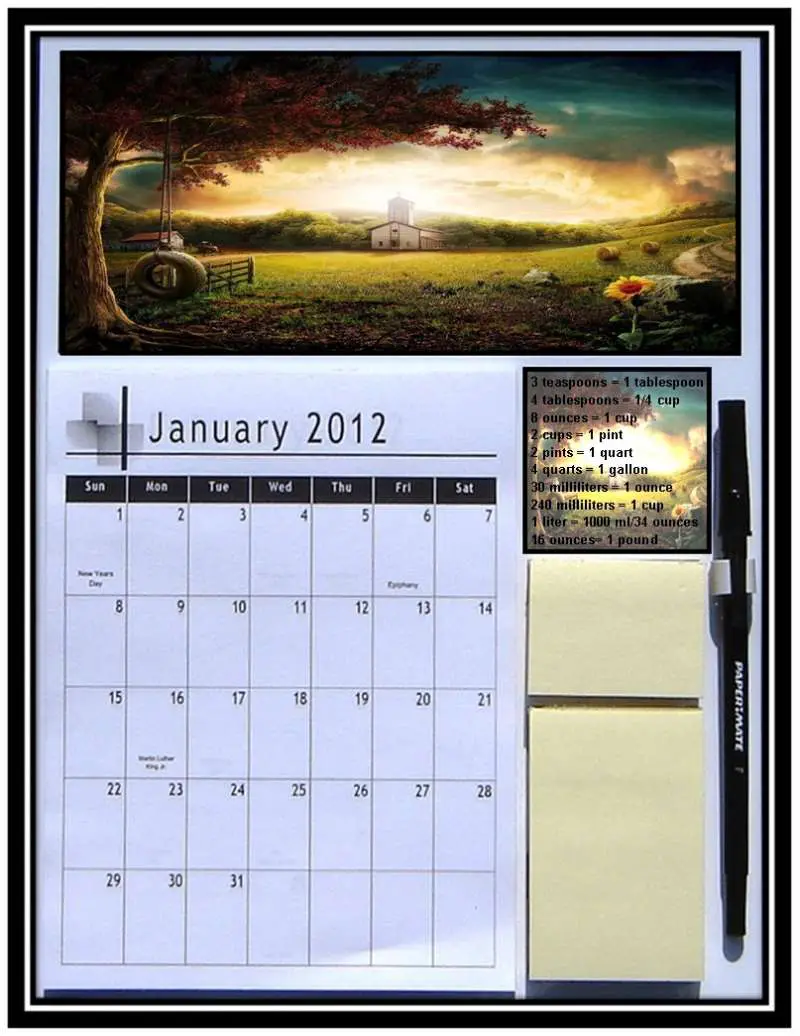Magnetic Refrigerator Country Scene Calendar 2012… | Tony Davis